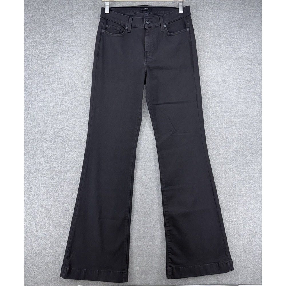 7 For All Mankind Flare Jeans Women Size 29 Black Denim Stretch
